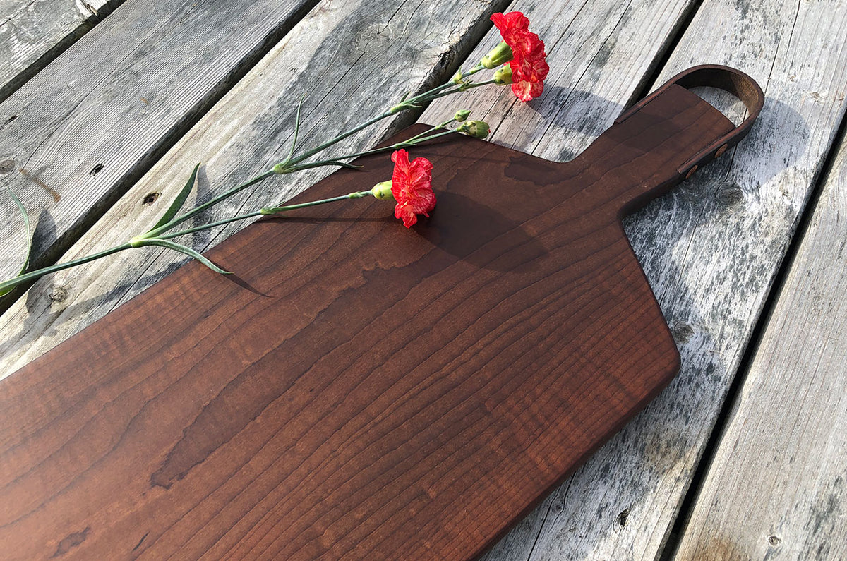 Roasted Curly Maple Charcuterie With Leather Handle